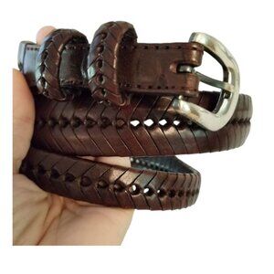 Brown Woven Braided Leather Dress Belt, Size 34, Unisex